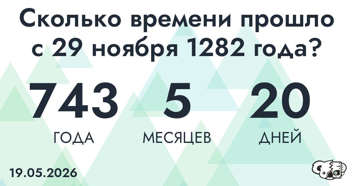 Сколько времени прошло с 29 ноября 1282 года