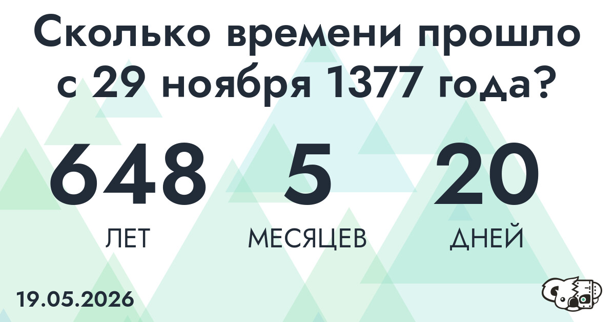 Сколько времени прошло с 29 ноября 1377 года
