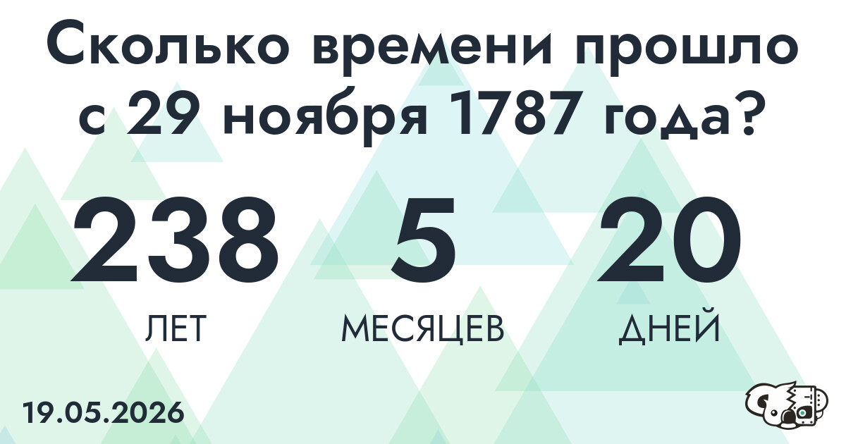 Сколько времени прошло с 29 ноября 1787 года