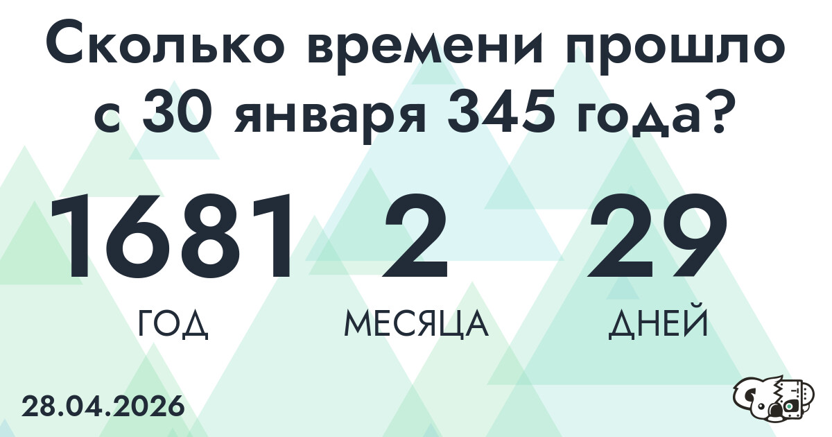 Сколько времени прошло с 30 января 345 года