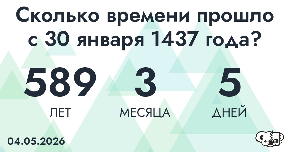 Сколько времени прошло с 30 января 1437 года