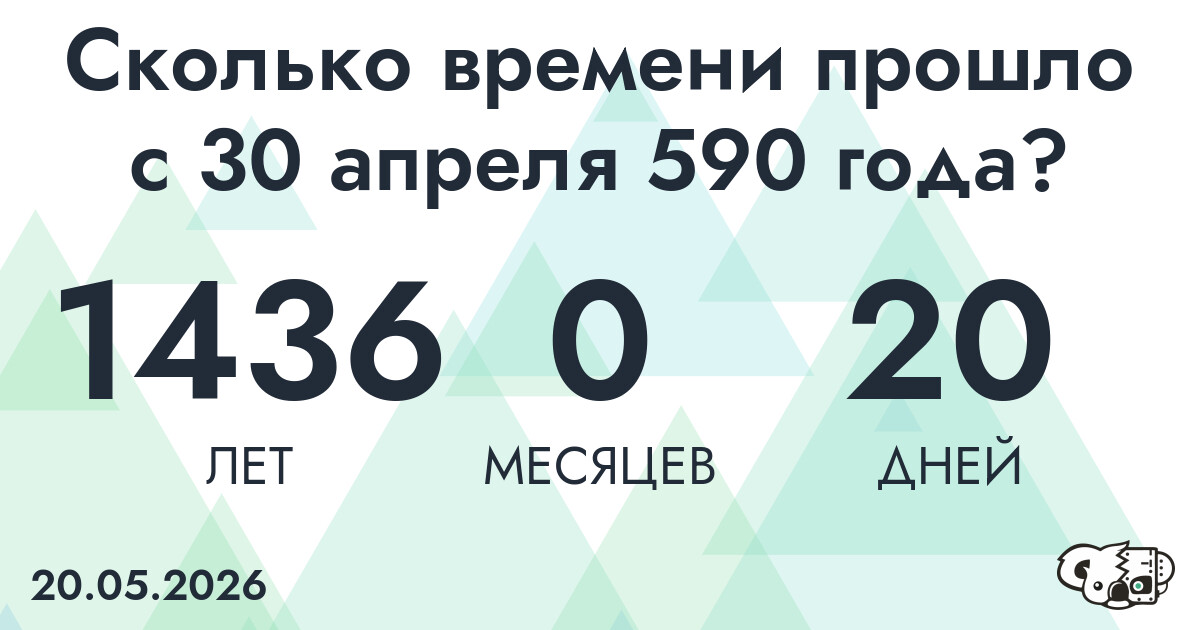 Сколько времени прошло с 30 апреля 590 года