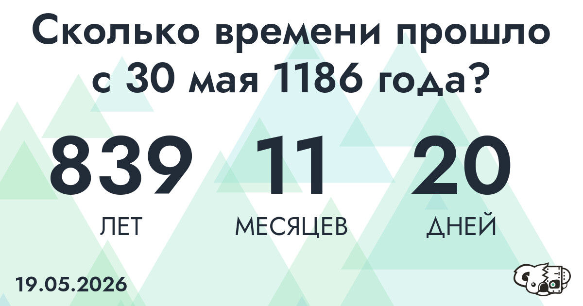 Сколько времени прошло с 30 мая 1186 года