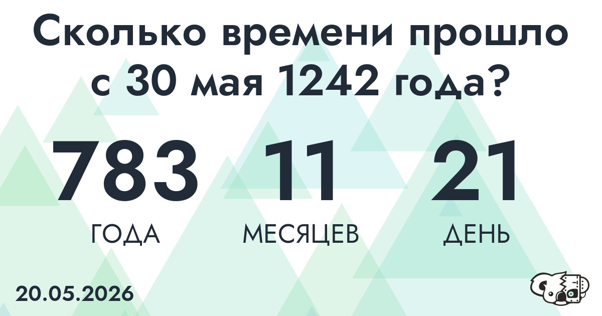 Сколько времени прошло с 30 мая 1242 года