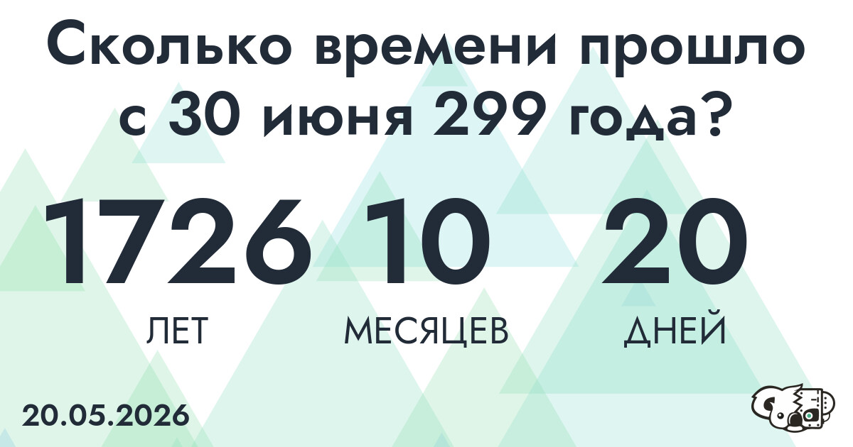 Сколько времени прошло с 30 июня 299 года