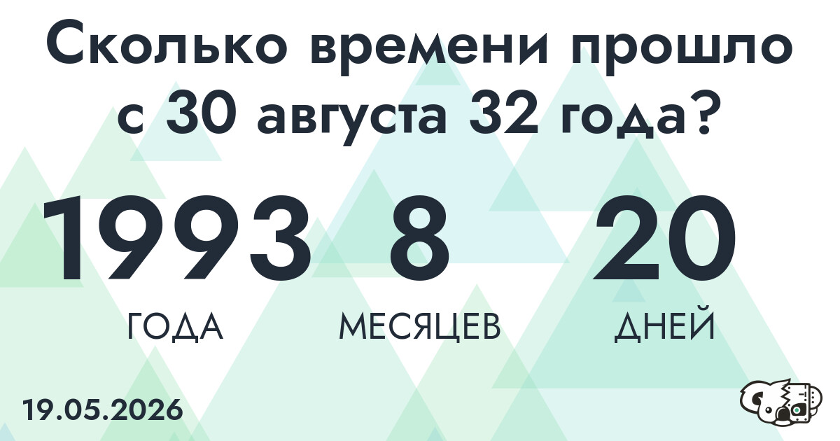 Сколько времени прошло с 30 августа 32 года