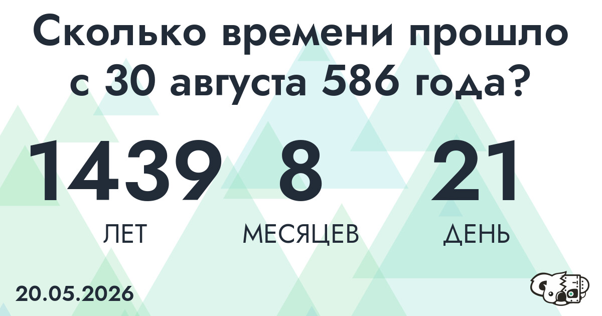 Сколько времени прошло с 30 августа 586 года