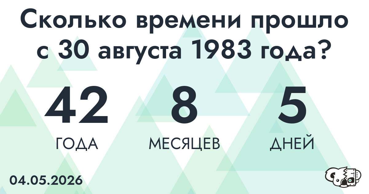 Сколько времени прошло с 30 августа 1983 года