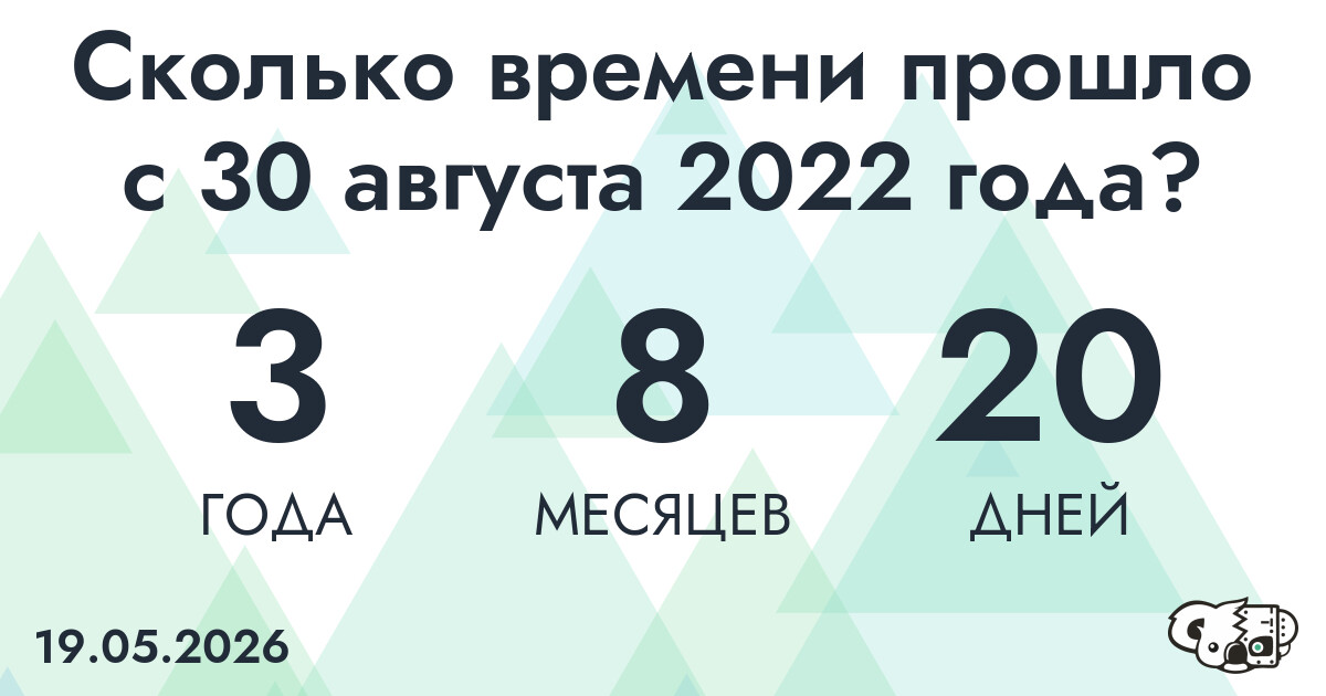 Сколько времени прошло с 30 августа 2022 года