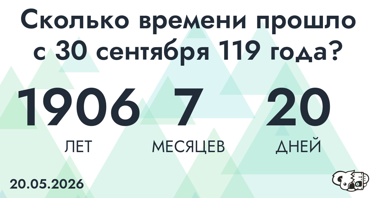 Сколько времени прошло с 30 сентября 119 года