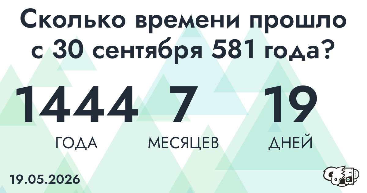 Сколько времени прошло с 30 сентября 581 года