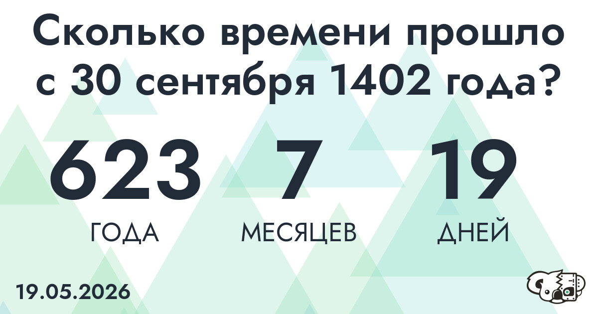 Сколько времени прошло с 30 сентября 1402 года