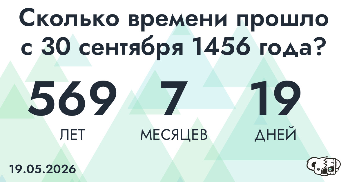 Сколько времени прошло с 30 сентября 1456 года