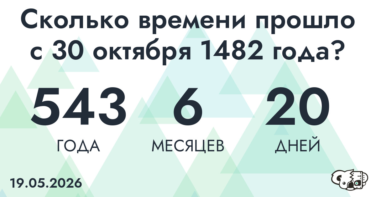 Сколько времени прошло с 30 октября 1482 года
