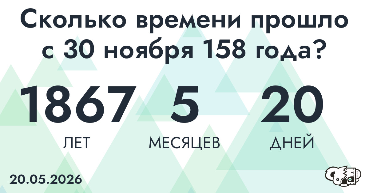 Сколько времени прошло с 30 ноября 158 года