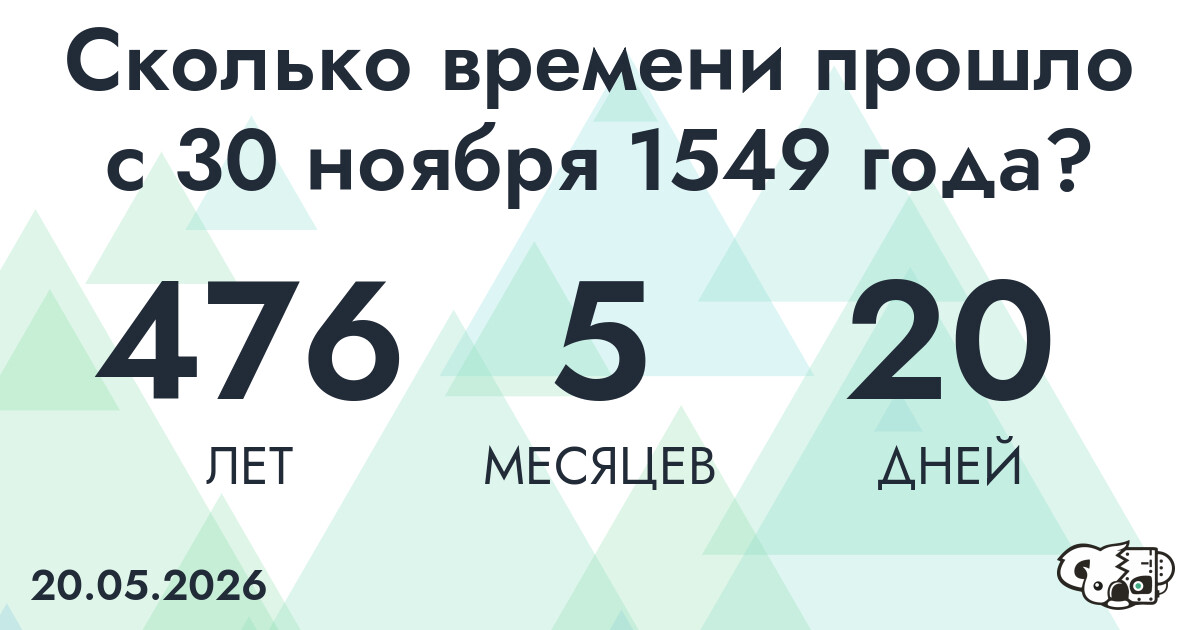 Сколько времени прошло с 30 ноября 1549 года