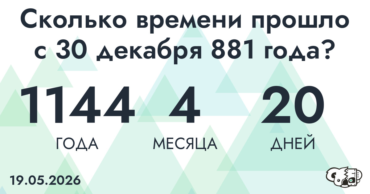 Сколько времени прошло с 30 декабря 881 года