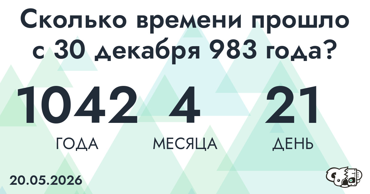 Сколько времени прошло с 30 декабря 983 года