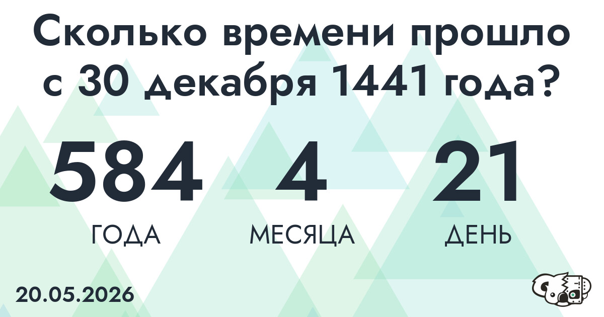 Сколько времени прошло с 30 декабря 1441 года