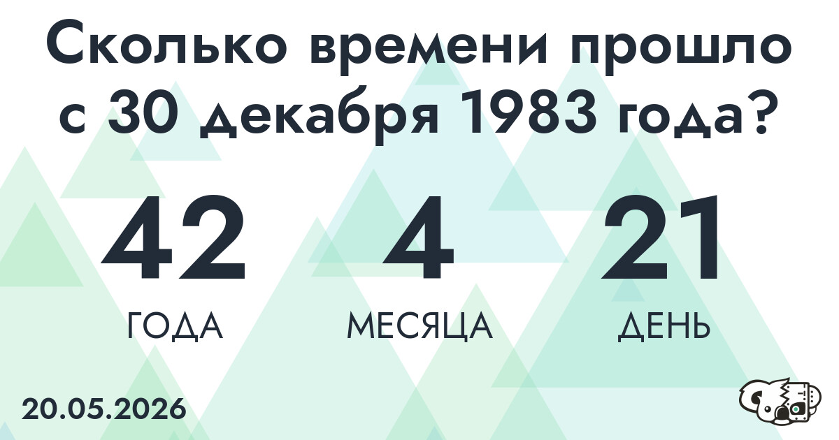 Сколько времени прошло с 30 декабря 1983 года