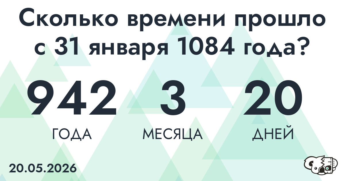 Сколько времени прошло с 31 января 1084 года