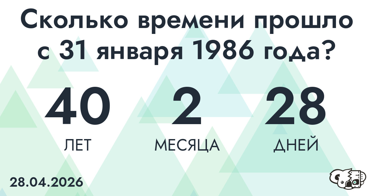 Сколько времени прошло с 31 января 1986 года