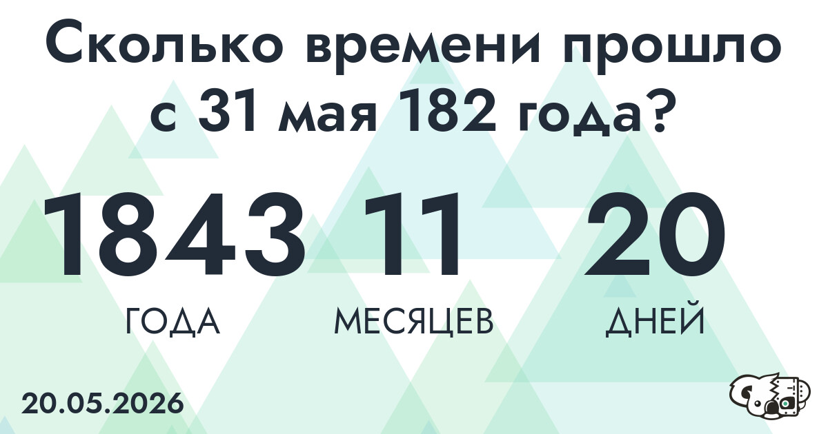 Сколько времени прошло с 31 мая 182 года