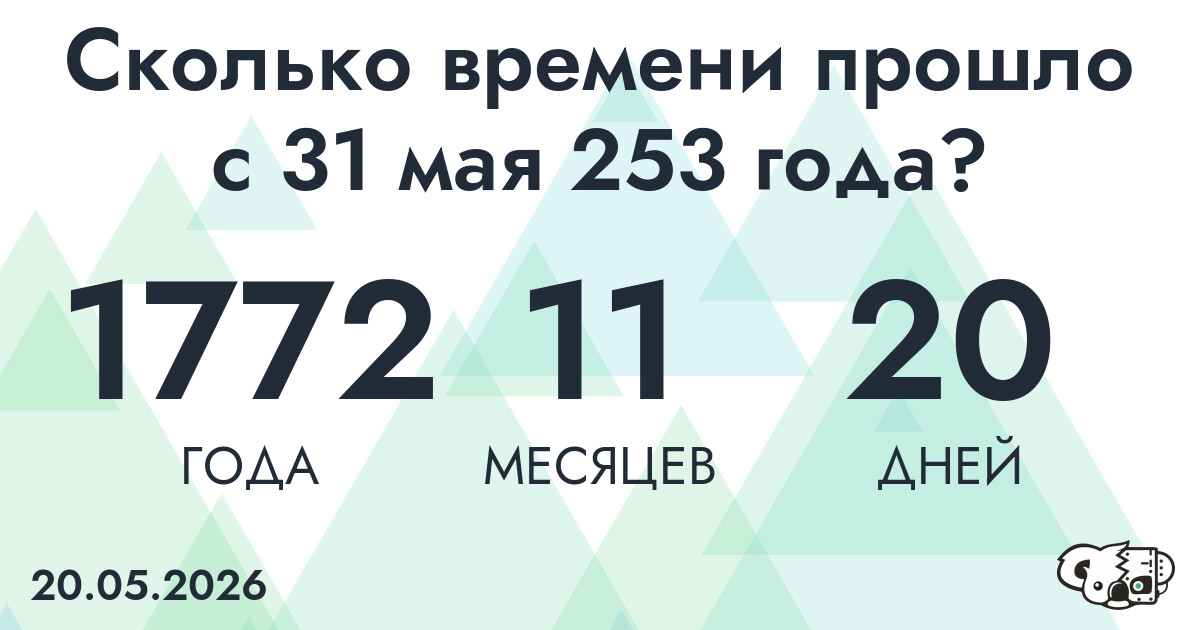Сколько времени прошло с 31 мая 253 года
