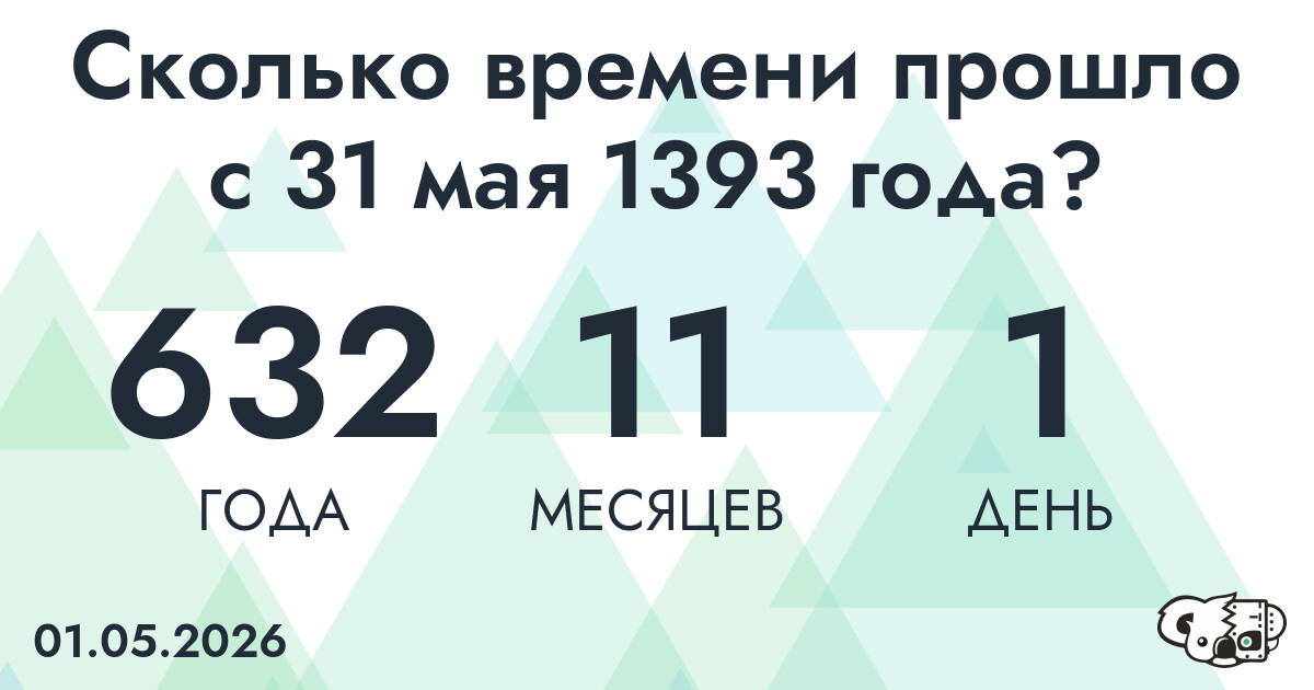 Сколько времени прошло с 31 мая 1393 года