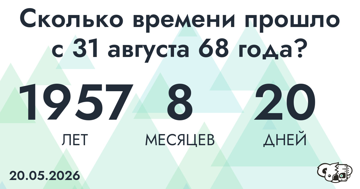 Сколько времени прошло с 31 августа 68 года