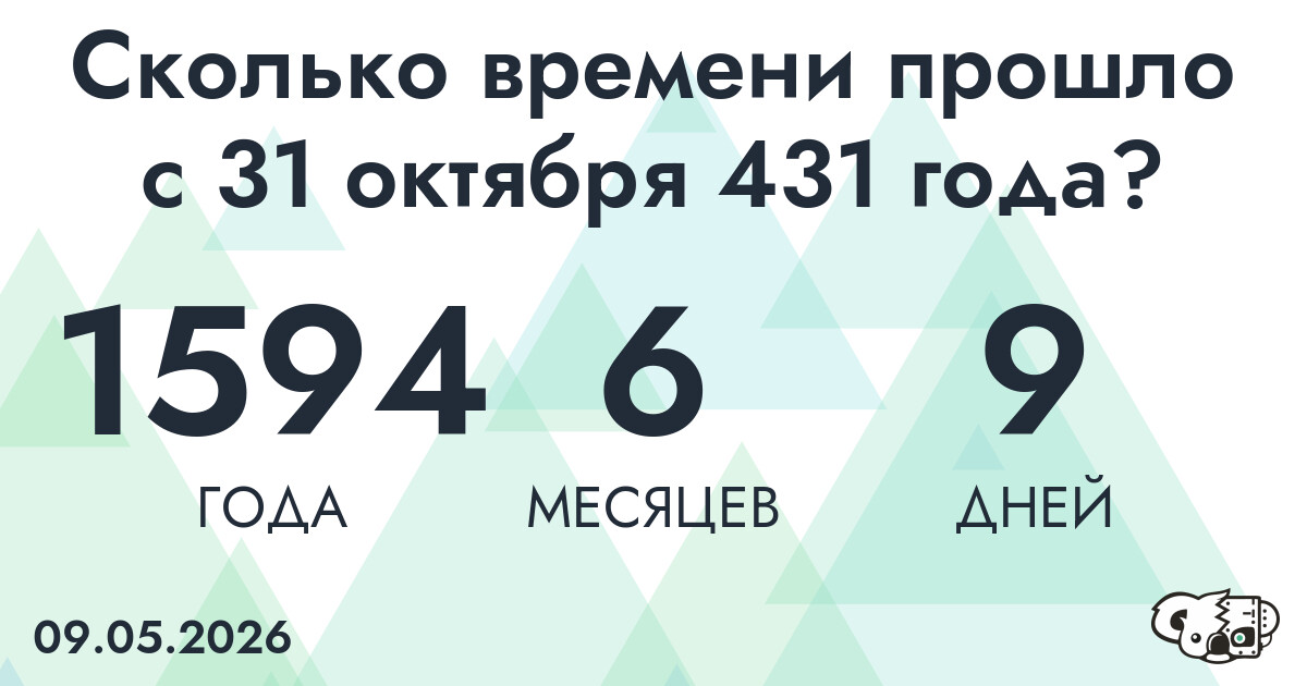 Сколько времени прошло с 31 октября 431 года