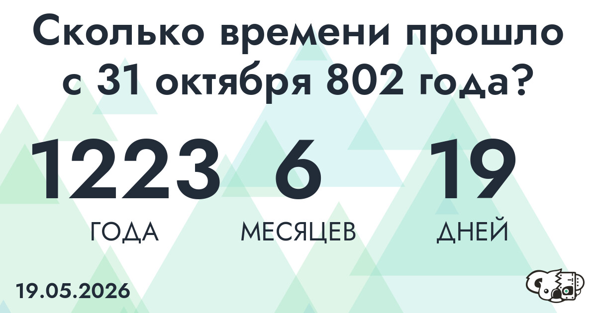 Сколько времени прошло с 31 октября 802 года