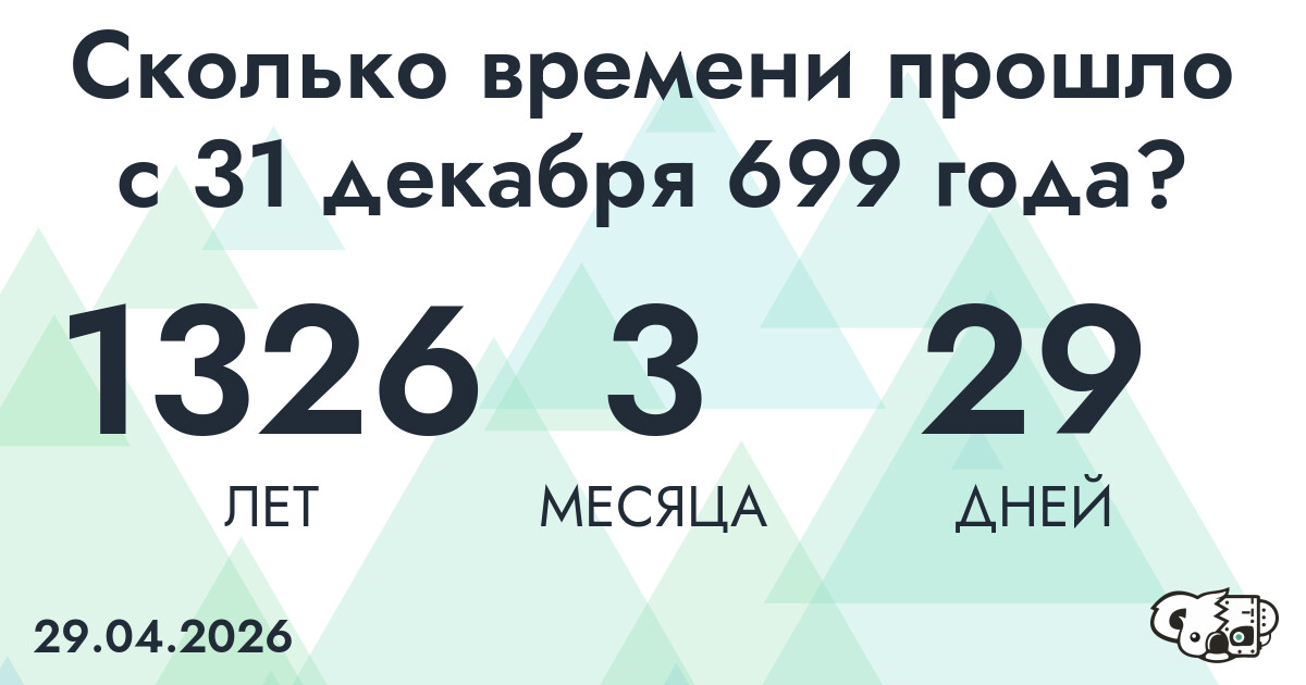 Сколько времени прошло с 31 декабря 699 года