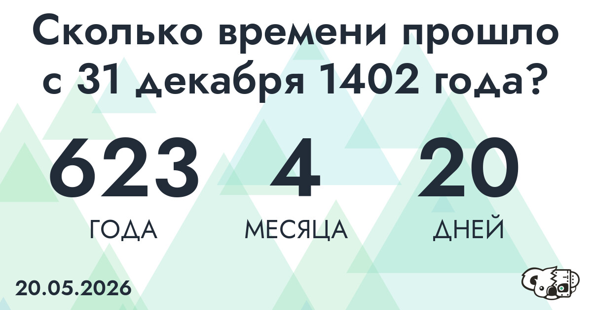 Сколько времени прошло с 31 декабря 1402 года