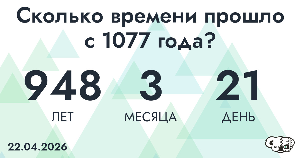 Сколько времени прошло с 1077 года?
