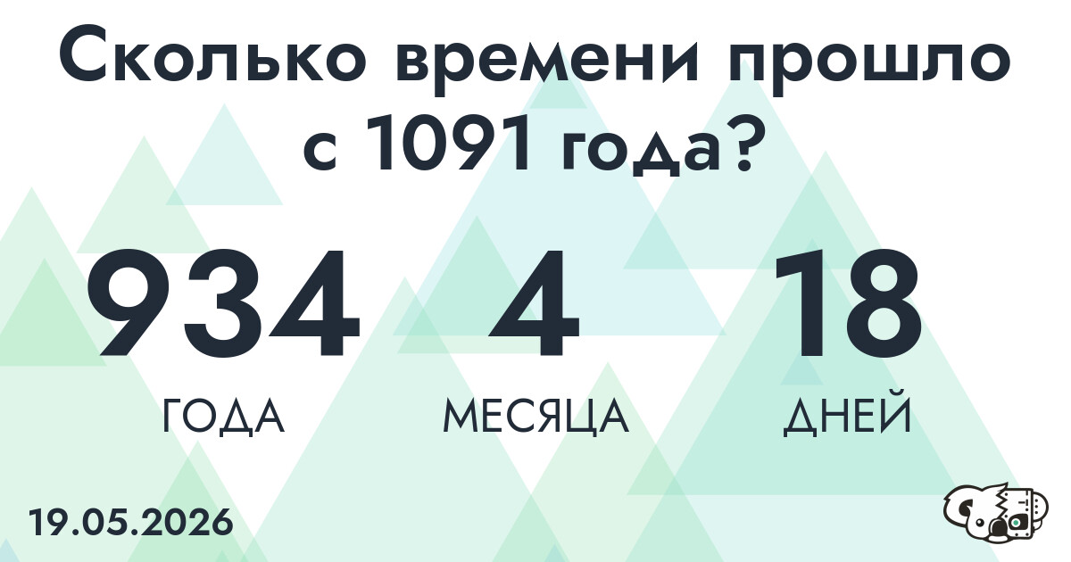 Сколько времени прошло с 1091 года?