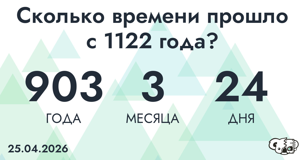 Сколько времени прошло с 1122 года?