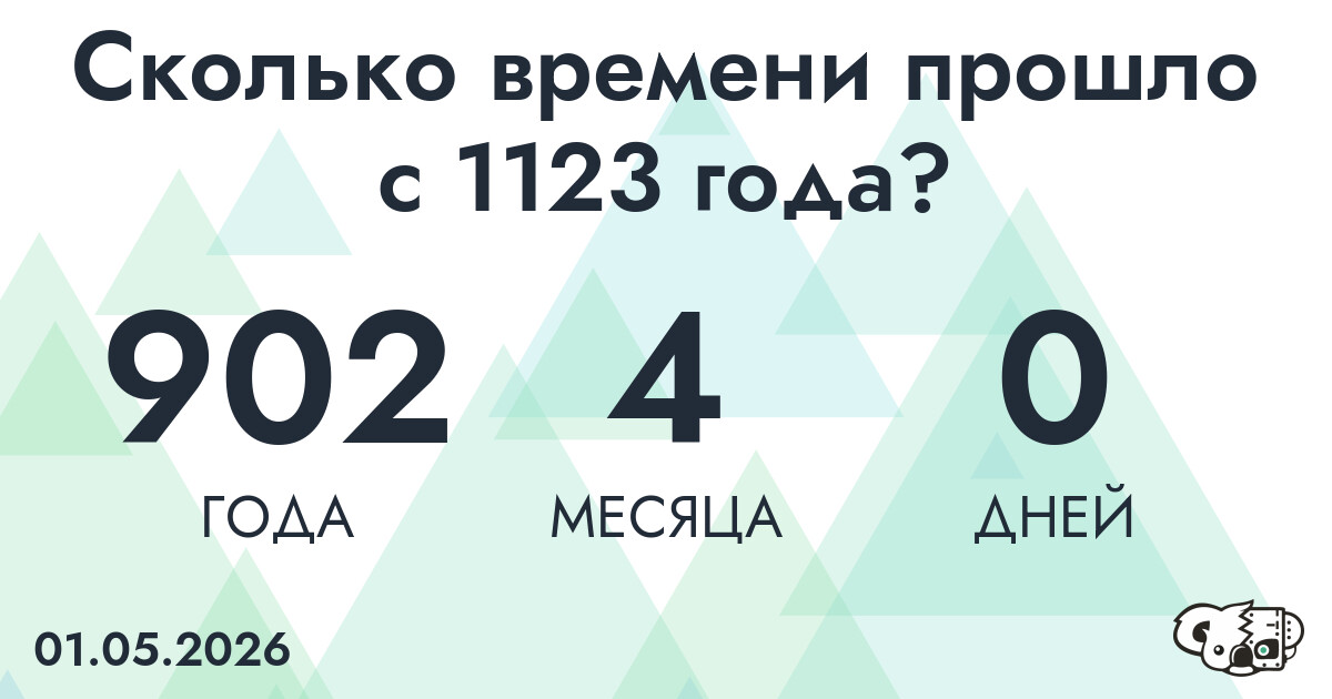 Сколько времени прошло с 1123 года?