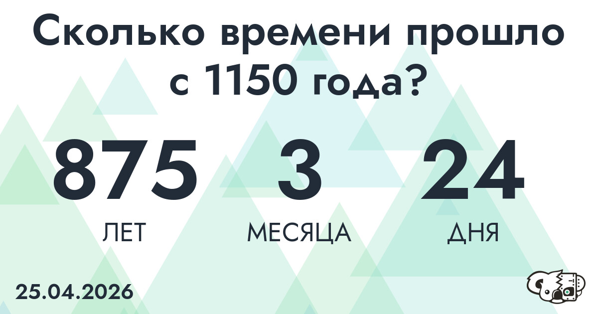 Сколько времени прошло с 1150 года?