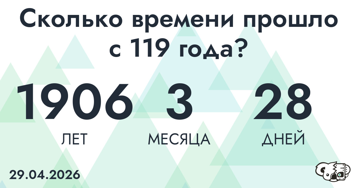 Сколько времени прошло с 119 года?