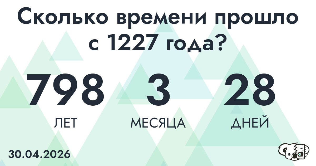 Сколько времени прошло с 1227 года?