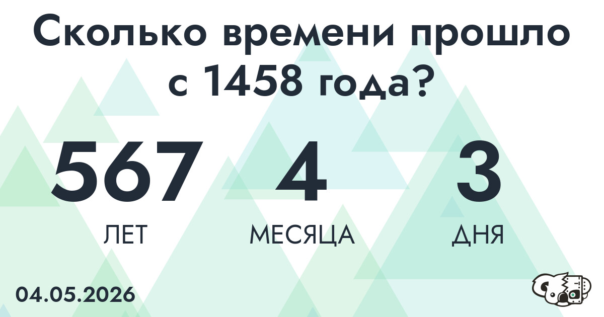 Сколько времени прошло с 1458 года?