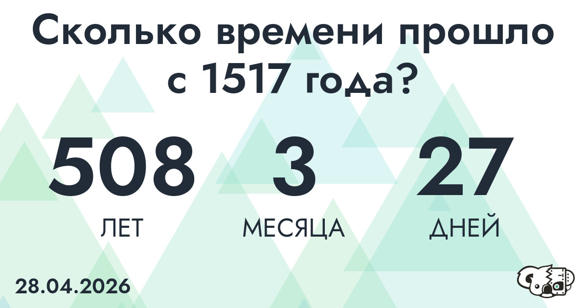 Сколько времени прошло с 1517 года?