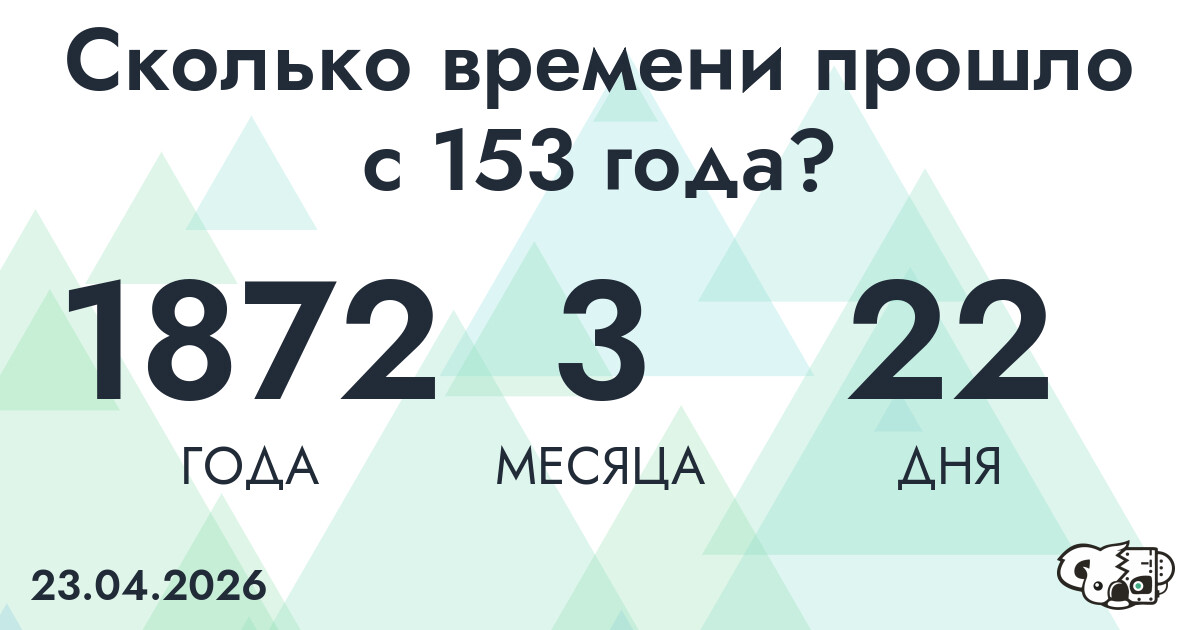Сколько времени прошло с 153 года?