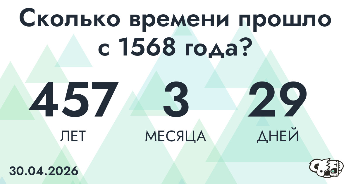 Сколько времени прошло с 1568 года?