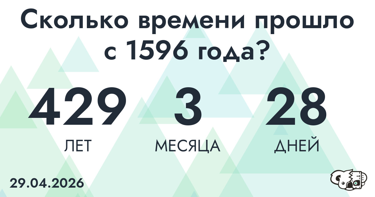 Сколько времени прошло с 1596 года?