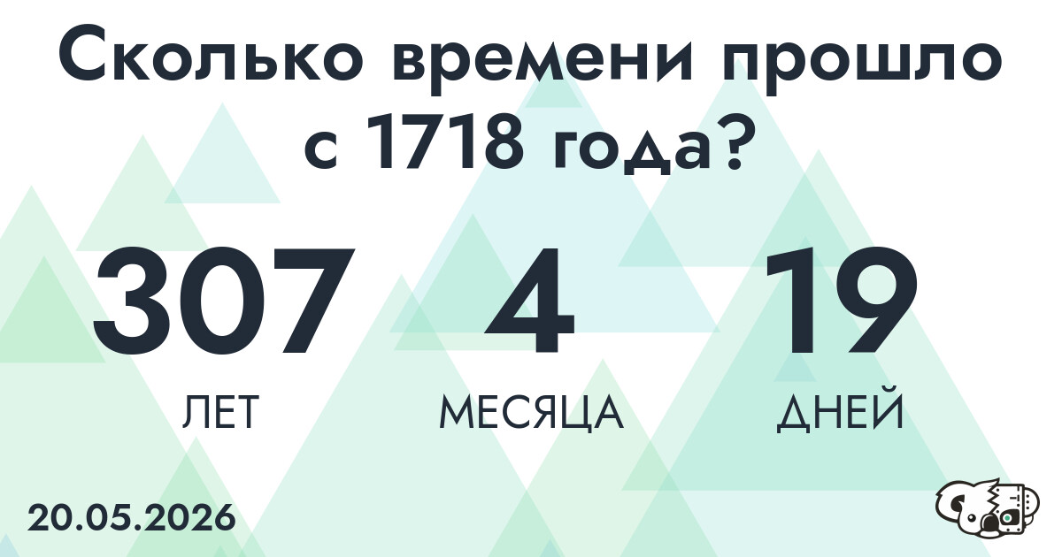 Сколько времени прошло с 1718 года?