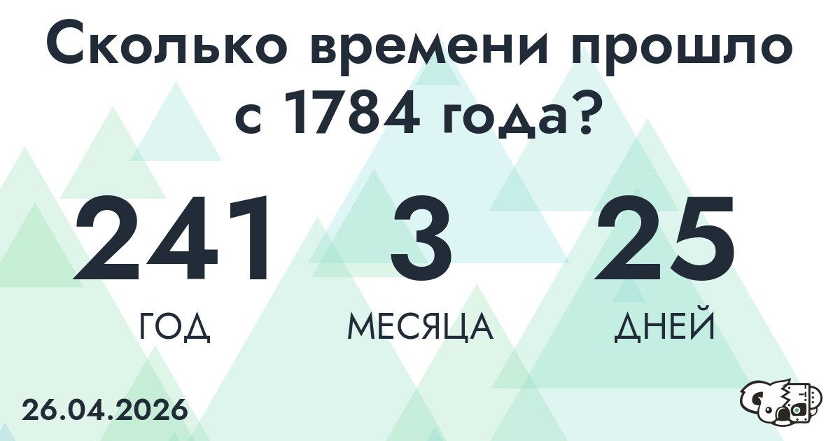 Сколько времени прошло с 1784 года?
