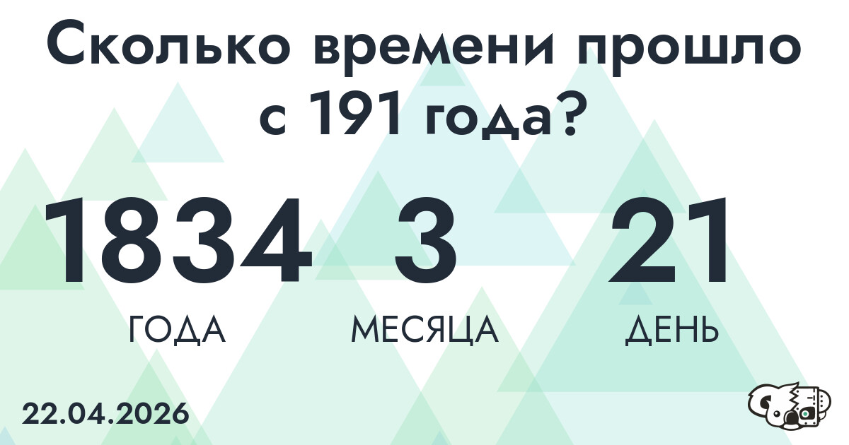Сколько времени прошло с 191 года?