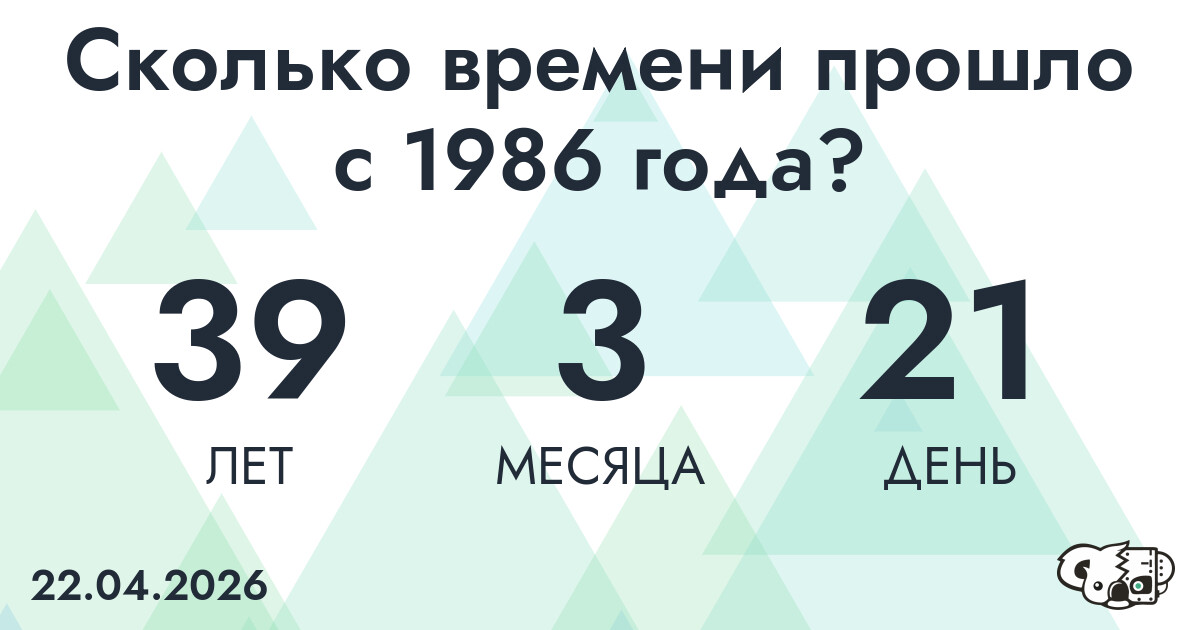 Сколько времени прошло с 1986 года?